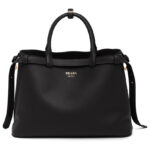 Prada Medium Leather Handbag With Belt 1BA417 Black